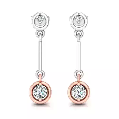 Solitaire Women Drop Earring 3dm STL OBJ FBX Renders Details