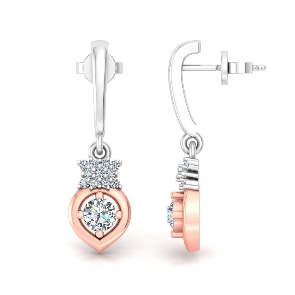 Solitaire Women Drop Earring 3dm STL OBJ FBX Renders Details 3D print model_2