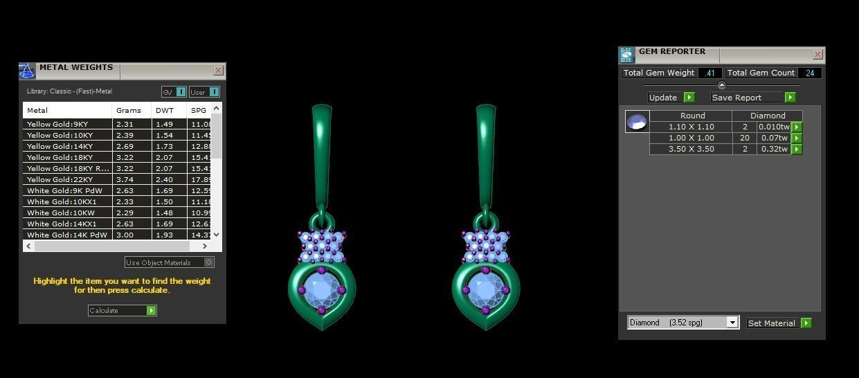 Solitaire Women Drop Earring 3dm STL OBJ FBX Renders Details 3D print model_4
