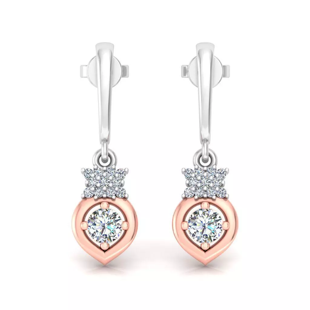 Solitaire Women Drop Earring 3dm STL OBJ FBX Renders Details 3D print model_0