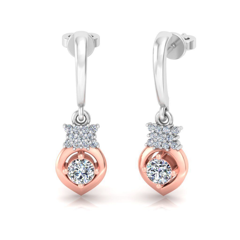 Solitaire Women Drop Earring 3dm STL OBJ FBX Renders Details 3D print model_1