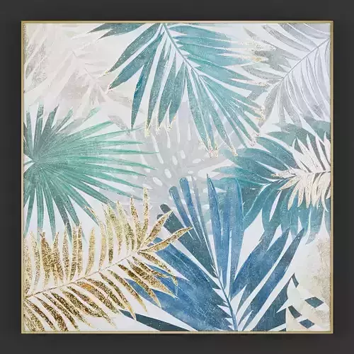 Pictures323 tropical leaf painting gold Low-poly 3D model