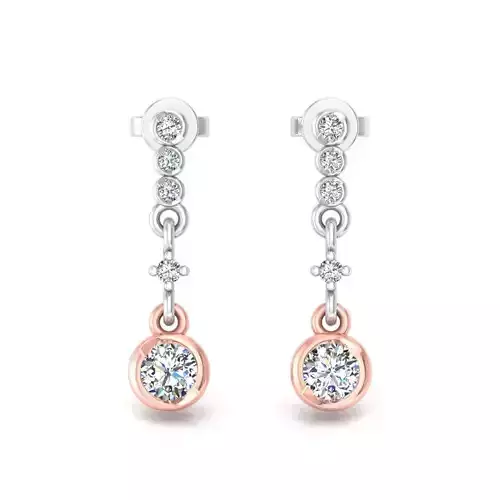 Solitaire Women Drop Earring 3dm STL OBJ FBX Renders Details