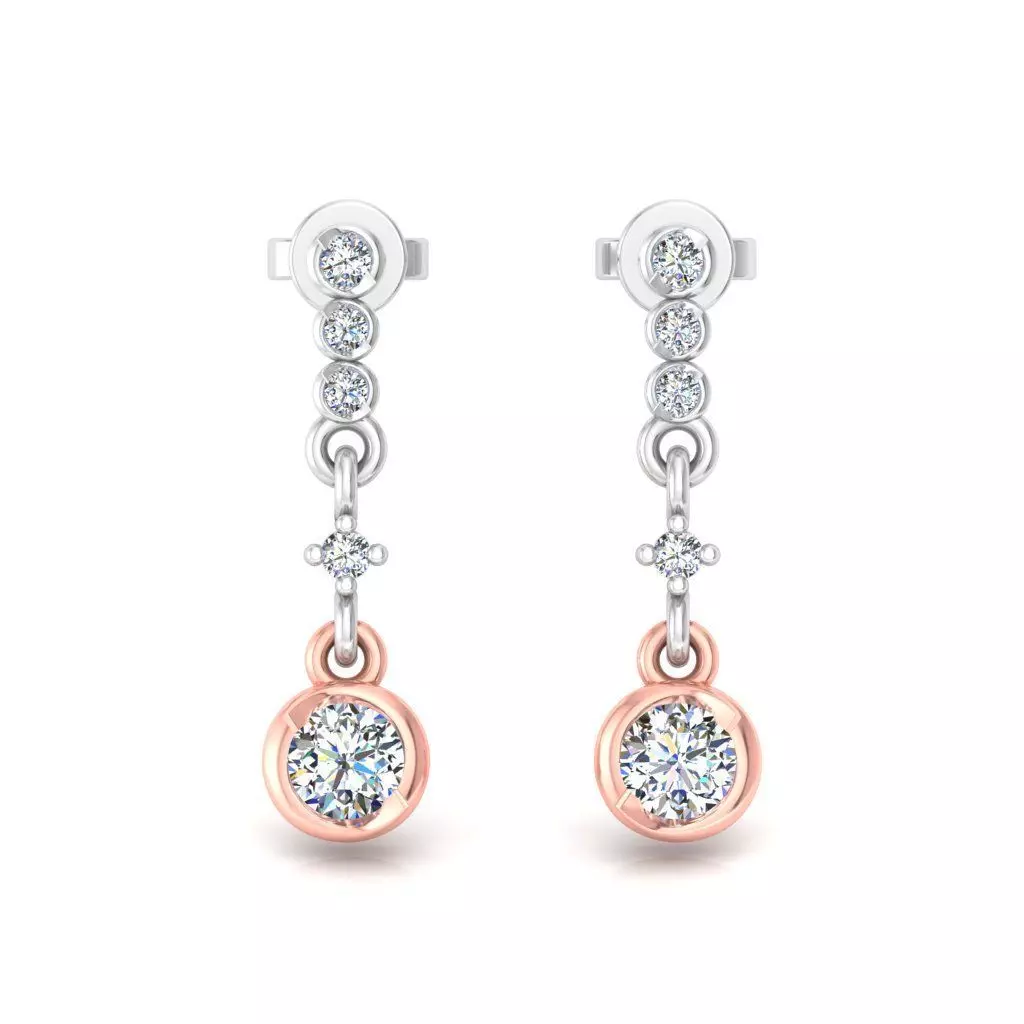 Solitaire Women Drop Earring 3dm STL OBJ FBX Renders Details 3D print model_0