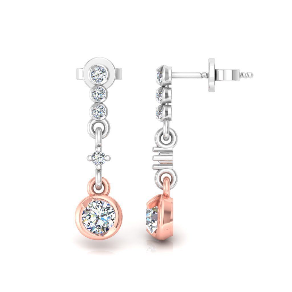 Solitaire Women Drop Earring 3dm STL OBJ FBX Renders Details 3D print model_3