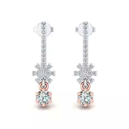 Solitaire Women Drop Earring 3dm STL OBJ FBX Renders Details