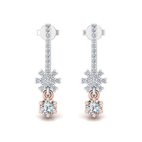 Solitaire Women Drop Earring 3dm STL OBJ FBX Renders Details 3D print model