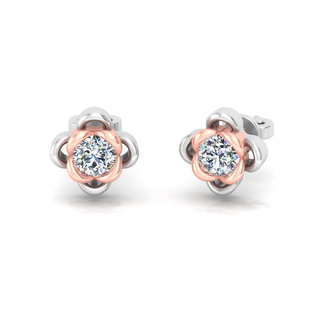 Solitaire Women Earring 3dm STL OBJ FBX Renders Details 3D print model_1