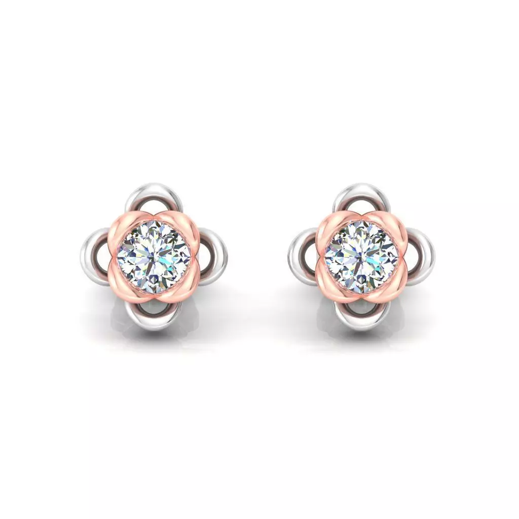 Solitaire Women Earring 3dm STL OBJ FBX Renders Details 3D print model_0