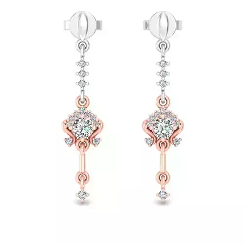 Solitaire Women Drop Earring 3dm STL OBJ FBX Renders Details