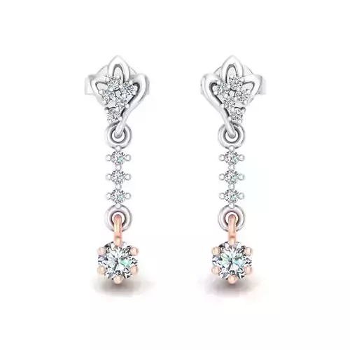 Solitaire Women Drop Earring 3dm STL OBJ FBX Renders Details