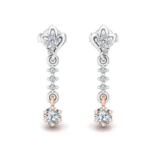 Solitaire Women Drop Earring 3dm STL OBJ FBX Renders Details 3D print model