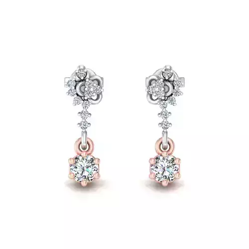 Solitaire Women Drop Earring 3dm STL OBJ FBX Renders Details