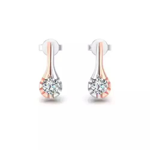 Solitaire Women Drop Earring 3dm STL OBJ FBX Renders Details