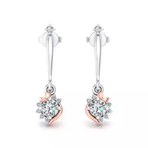 Solitaire Women Drop Earring 3dm STL OBJ FBX Renders Details