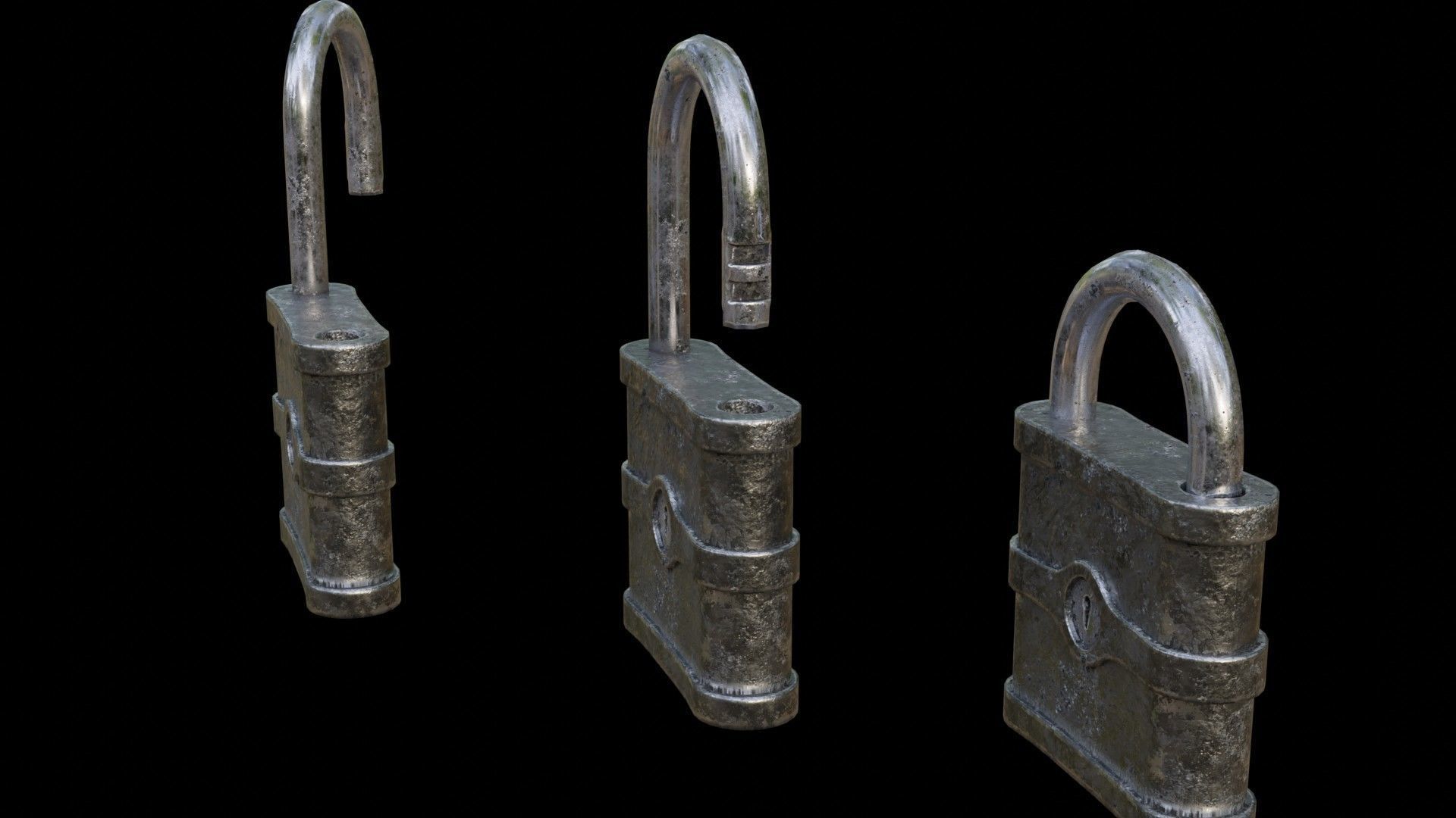 Old Padlock Low-poly 3D model_3