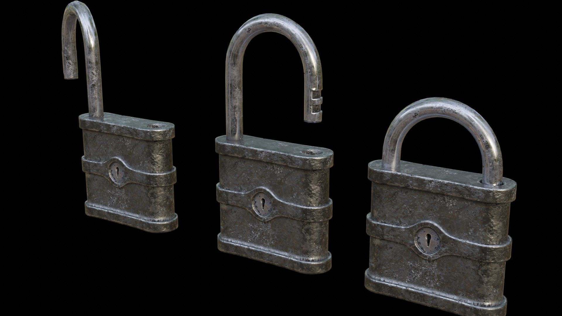 Old Padlock Low-poly 3D model_1