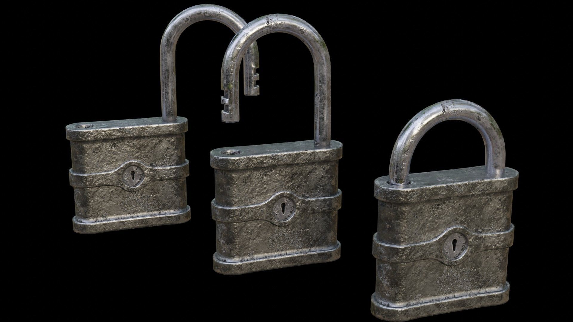 Old Padlock Low-poly 3D model_21