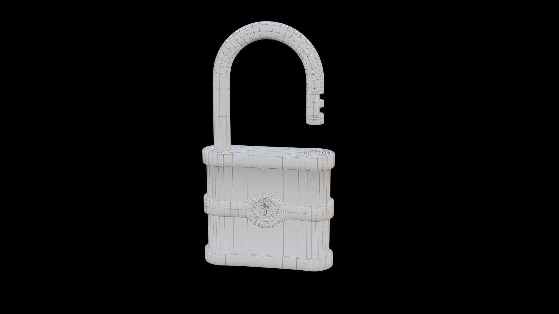 Old Padlock Low-poly 3D model_8