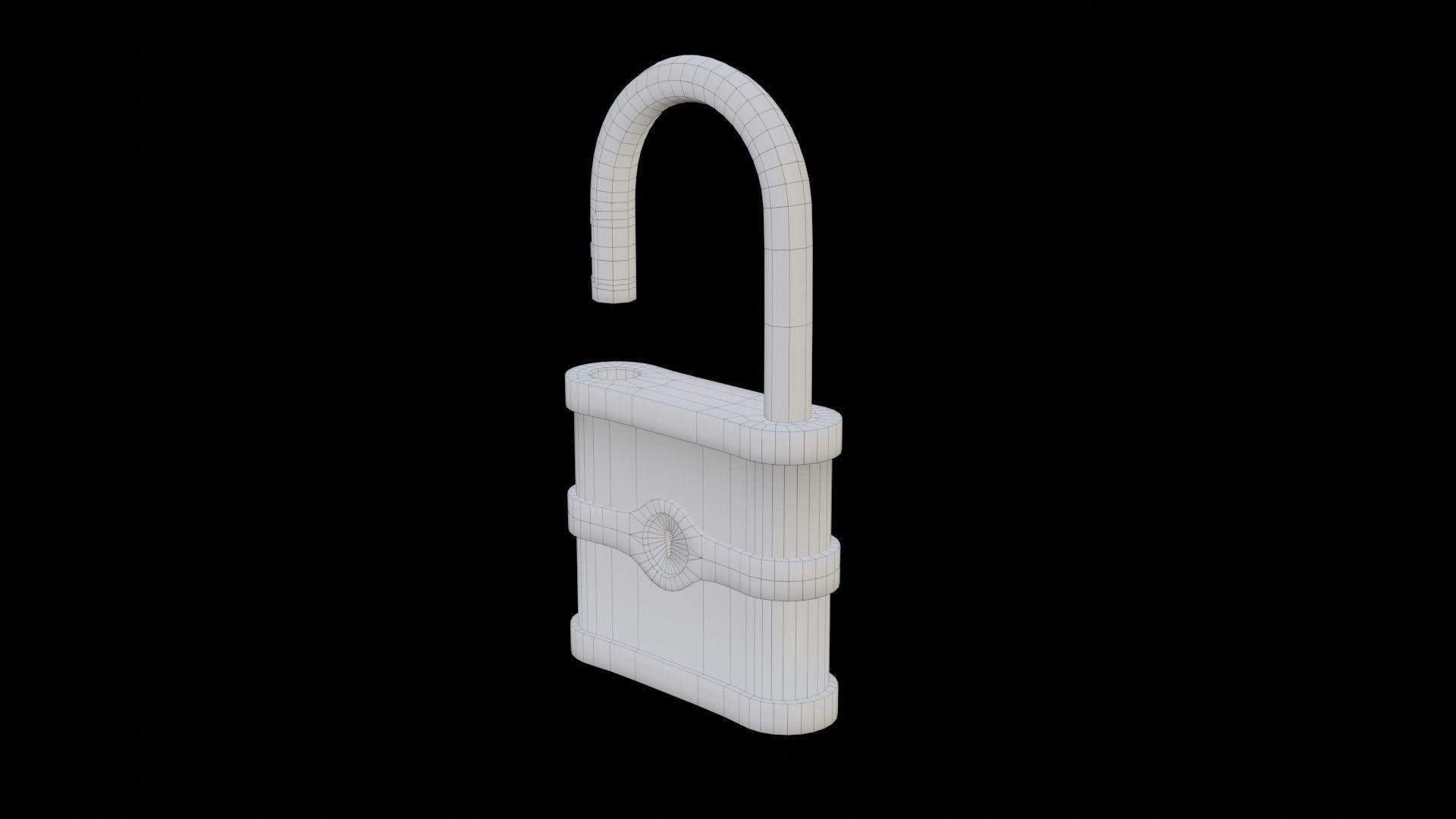 Old Padlock Low-poly 3D model_12