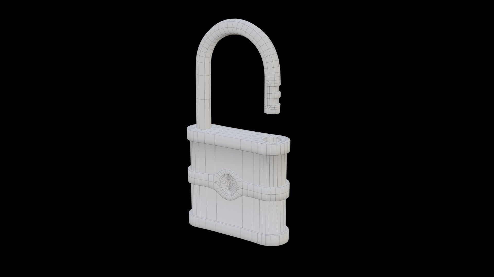 Old Padlock Low-poly 3D model_6