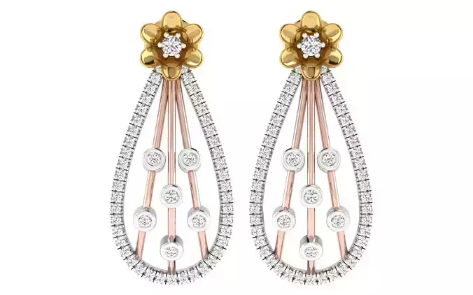 Solitaire Women Drop Earring 3dm STL OBJ FBX Renders Details