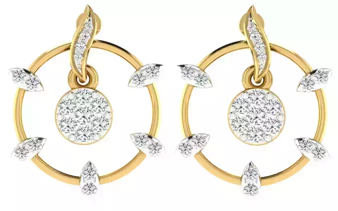 Solitaire Women Drop Earring 3dm STL OBJ FBX Renders Details
