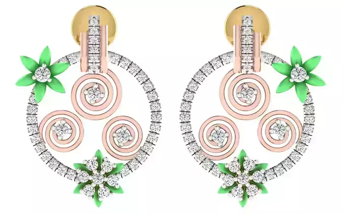 Solitaire Women Drop Earring 3dm STL OBJ FBX Renders Details 3D print model