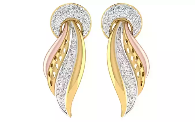 Solitaire Women Drop Earring 3dm STL OBJ FBX Renders Details