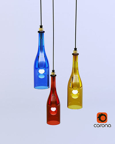 Glass Bottle Pendant Ceiling Lights Cluster by Litecraft 3D model