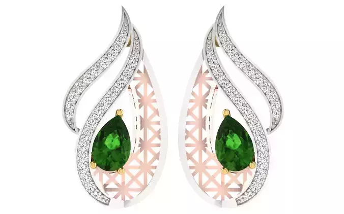 Women Flower Drop Pear Diamond Earring 