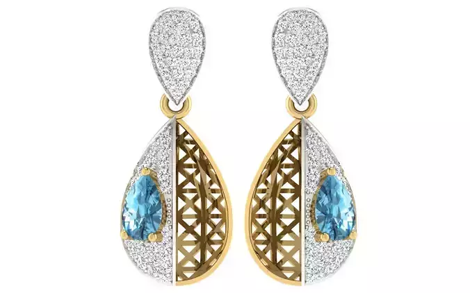 Women  Drop Pear Diamond Earring 