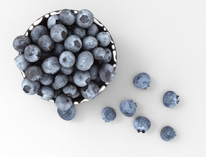 Blueberry blueberries in bowl Low-poly 3D model 4