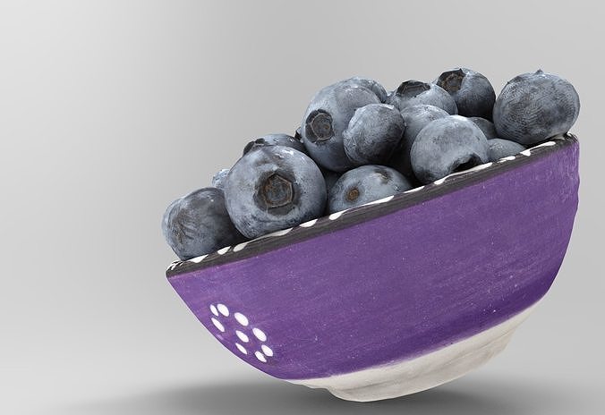 Blueberry blueberries in bowl Low-poly 3D model 5