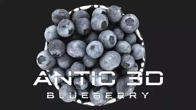 Blueberry blueberries in bowl Low-poly 3D model