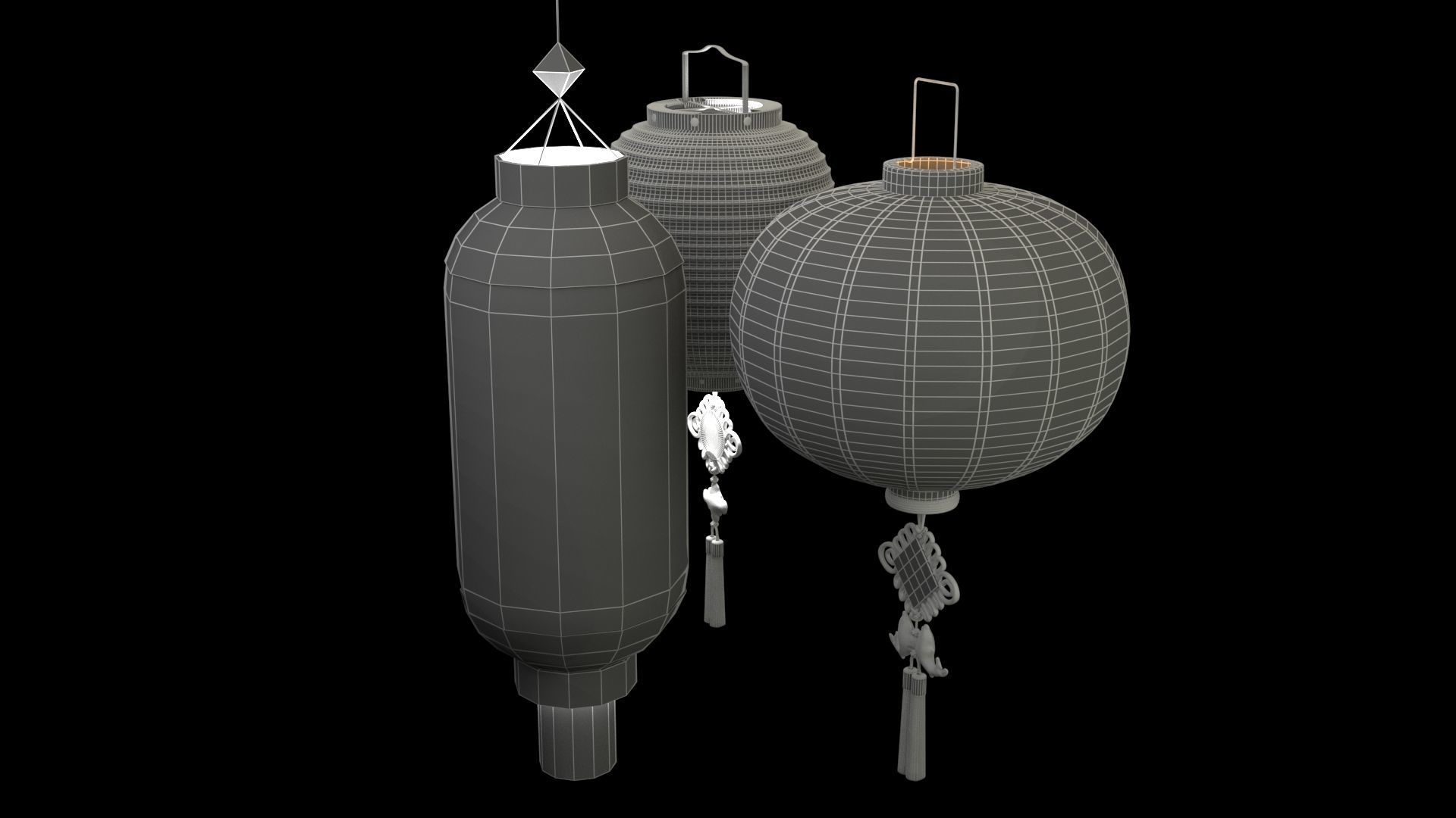 Chinese red lantern 3D model_6