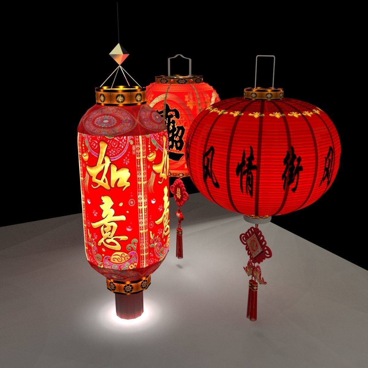 Chinese red lantern 3D model_5