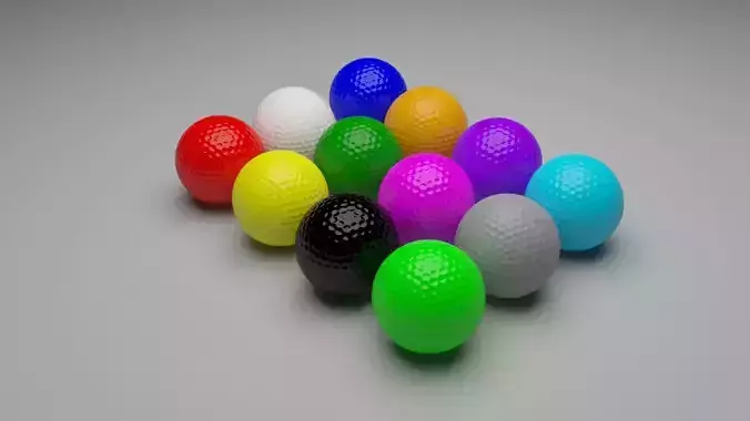 Golf Balls With Different Colors 3D model