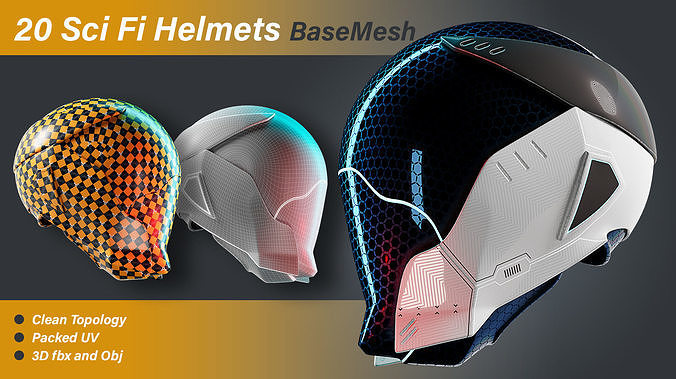 20 Sci-Fi Helmets Base Mesh 3D model