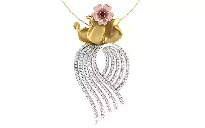 Solitaire Women Pendant 3dm STL OBJ FBX Renders Details
