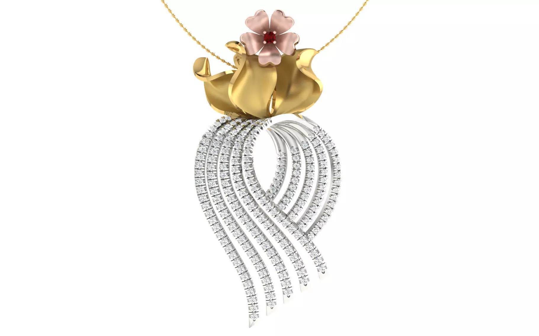 Solitaire Women Pendant 3dm STL OBJ FBX Renders Details 3D print model