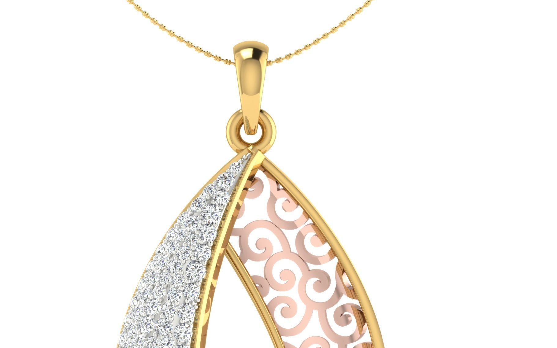 Women Pear Stone Pendant 3dm STL OBJ FBX Renders Details 3D print model_14