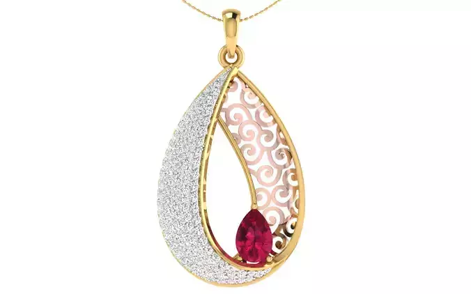 Women Pear Stone Pendant 3dm STL OBJ FBX Renders Details