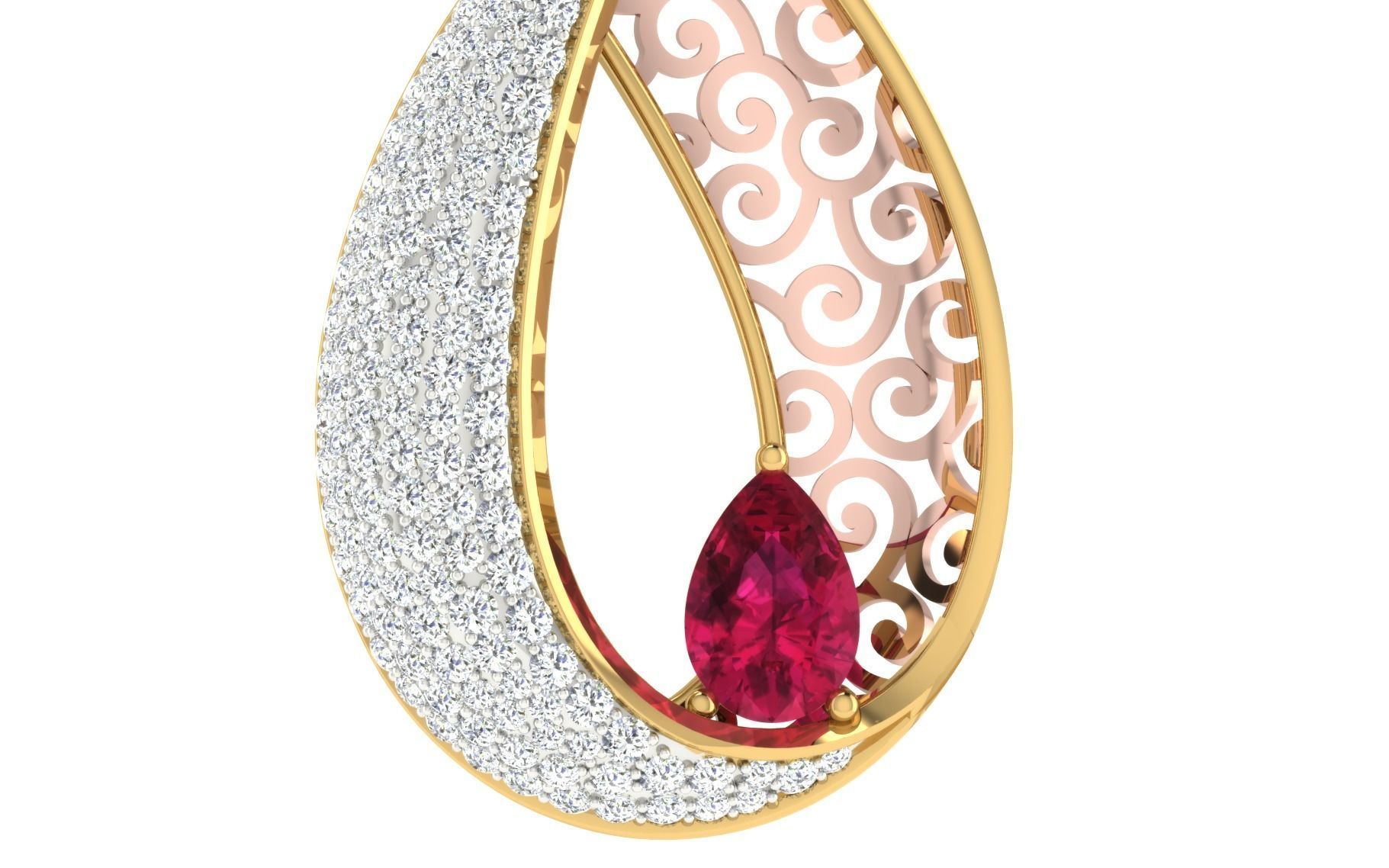 Women Pear Stone Pendant 3dm STL OBJ FBX Renders Details 3D print model_13