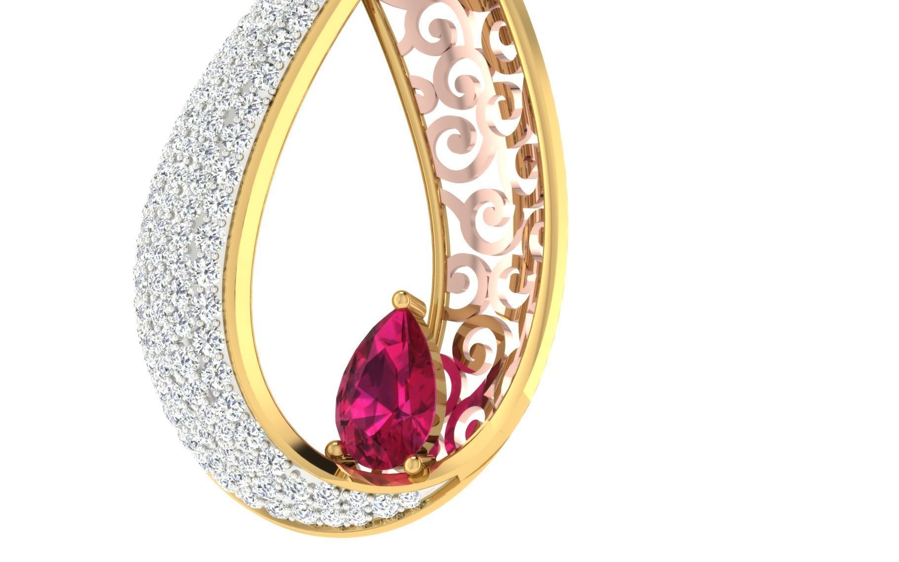 Women Pear Stone Pendant 3dm STL OBJ FBX Renders Details 3D print model_11