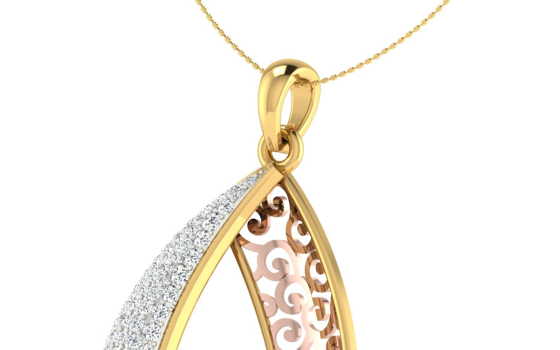 Women Pear Stone Pendant 3dm STL OBJ FBX Renders Details 3D print model_10