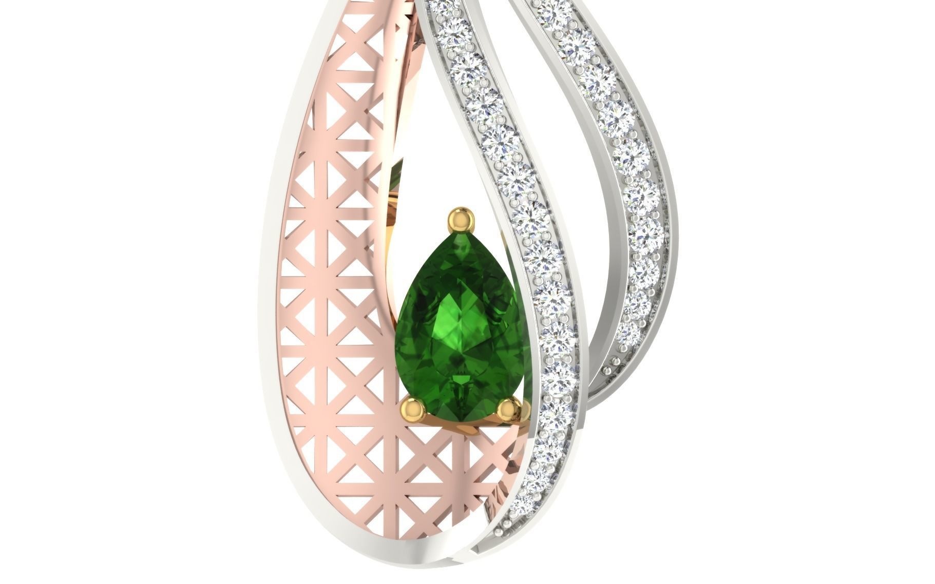 Women Pear Stone Pendant 3dm STL OBJ FBX Renders Details 3D print model_12