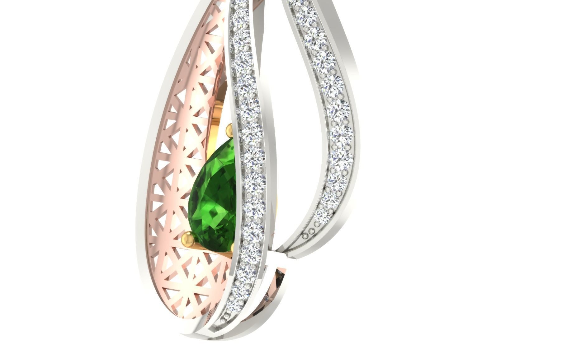 Women Pear Stone Pendant 3dm STL OBJ FBX Renders Details 3D print model_9