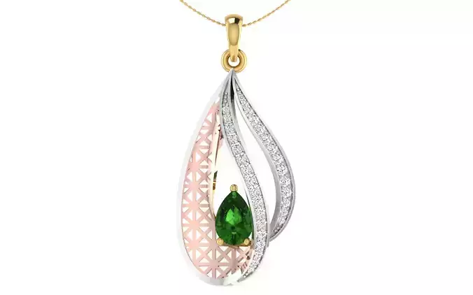 Women Pear Stone Pendant 3dm STL OBJ FBX Renders Details