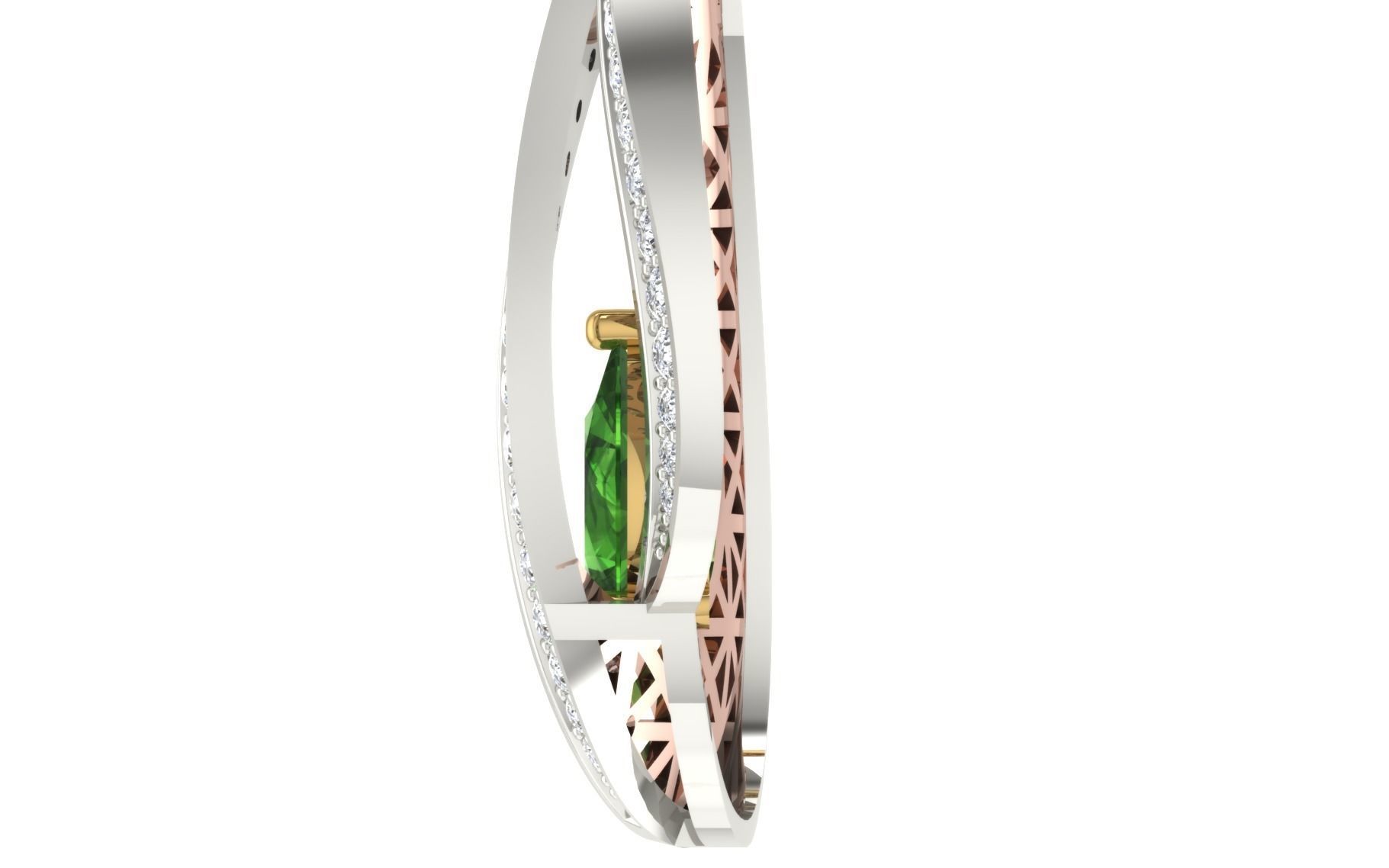 Women Pear Stone Pendant 3dm STL OBJ FBX Renders Details 3D print model_13